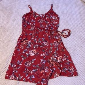 Red floral dress